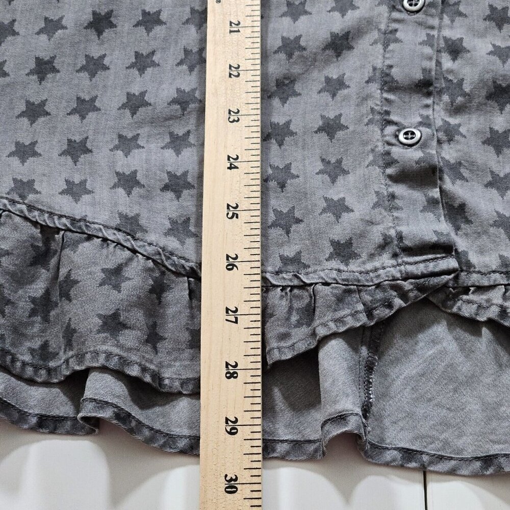 Standard Grace Chambray Top Womens L Gray Fairy Grunge LS Roll Up Tab Whimsigoth - Picture 7 of 16